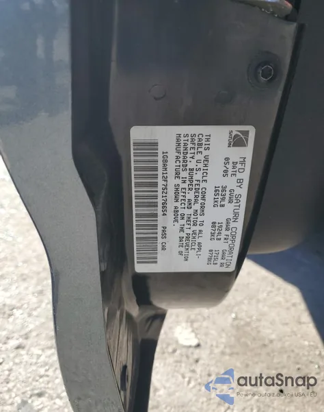 2005 Saturn Ion Level 2 from USA, damaged, VIN 1G8AM12F75Z176654